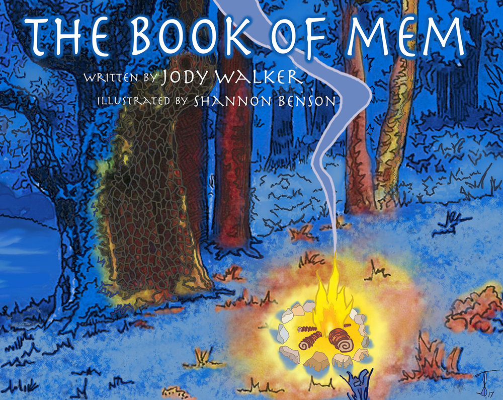 Book cover - The Book of Mem; campfire in woods